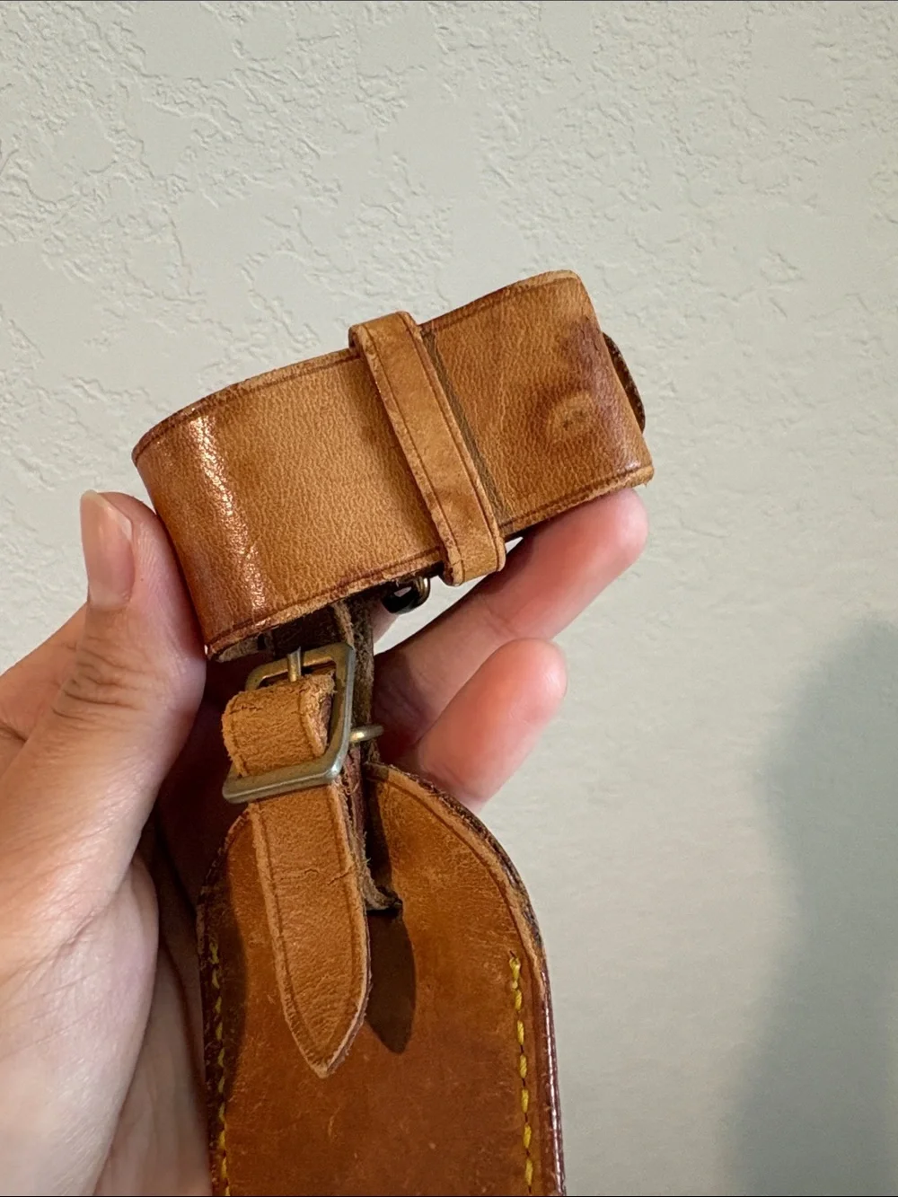 Louis Vuitton Brown Leather Luggage Tag with A.K Initial